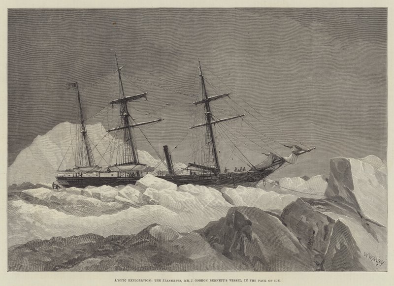 Arctic Exploration, Jeannette, plavidlo pana J Gordona Bennetta, v ledovém balíčku od Walter William May