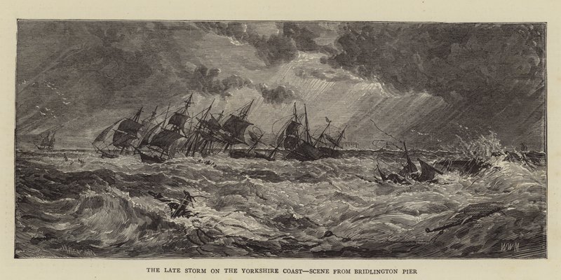 Pozdní bouře na pobřeží Yorkshire, scéna z Bridlington Pier od Walter William May