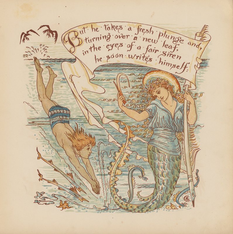 Ilustrace pro Pothooks and Perseverance od Waltera Cranea (barevná litografie) od Walter (after) Crane