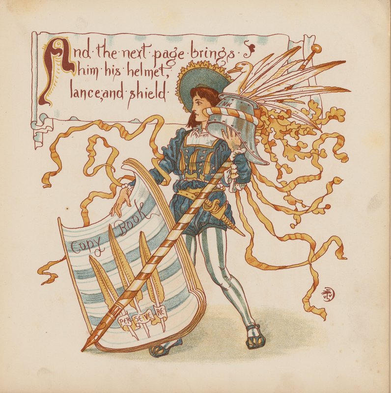 Ilustrace pro Pothooks and Perseverance od Waltera Cranea (barevná litografie) od Walter (after) Crane