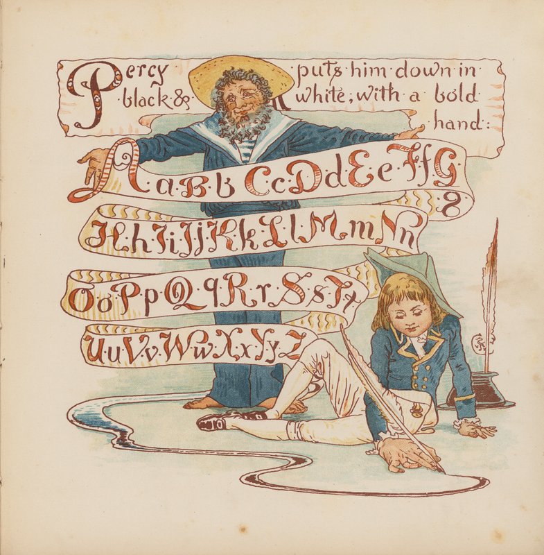 Ilustrace pro Pothooks and Perseverance od Waltera Cranea (barevná litografie) od Walter (after) Crane