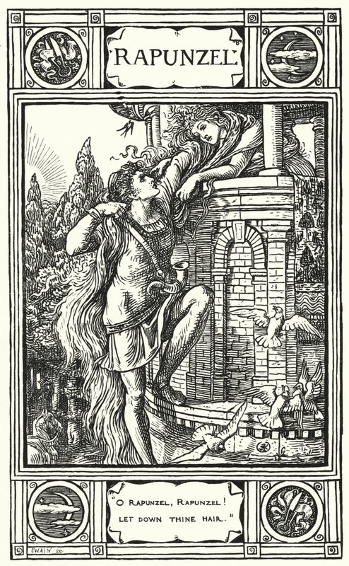 Rapunzel (rytina) od Walter (after) Crane