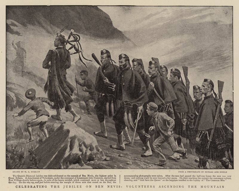 Oslava jubilea na Ben Nevis, dobrovolníci vystupují na horu od Walter Charles Horsley