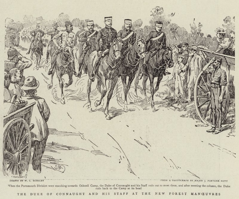 Vévoda z Connaughtu a jeho štáb na manévrech New Forest od Walter Charles Horsley