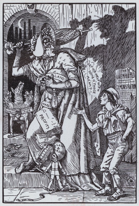 Paní Grundyová se vyděsila svým vlastním stínem (litho) od Walter Crane