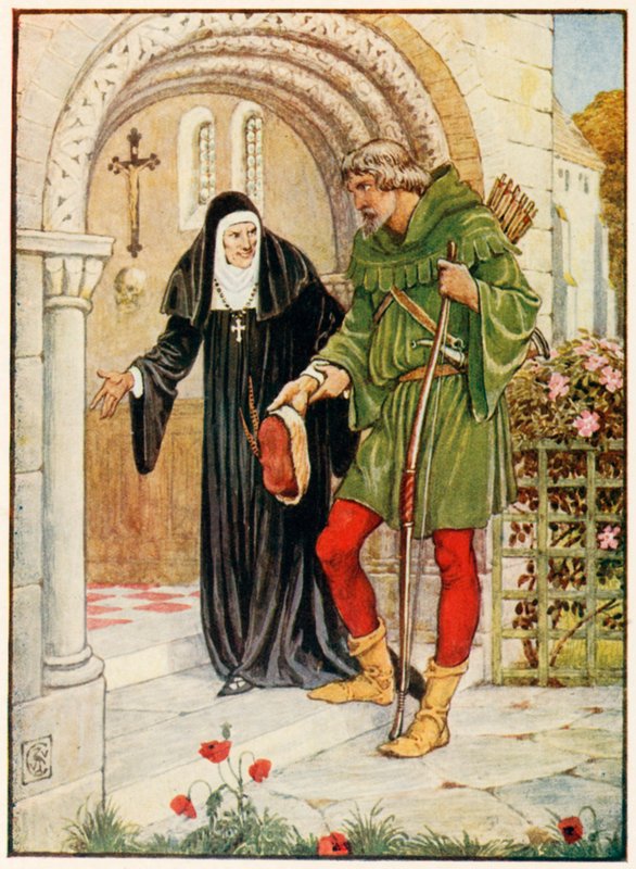 Robin Hood přichází do Kirklees Hall od Walter Crane