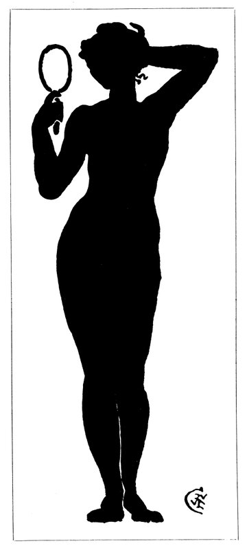 Silueta nahé ženy držící zrcadlo (litho) od Walter Crane