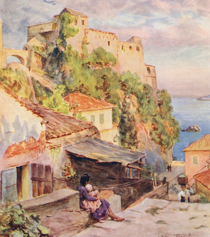 Castelnuovo, Boka Kotorska Bay (barevná litografie) od Walter Frederick Roofe Tyndale