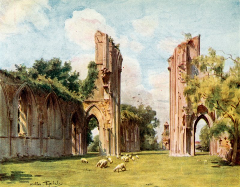 Glastonbury Abbey (barevné lito) od Walter Frederick Roofe Tyndale