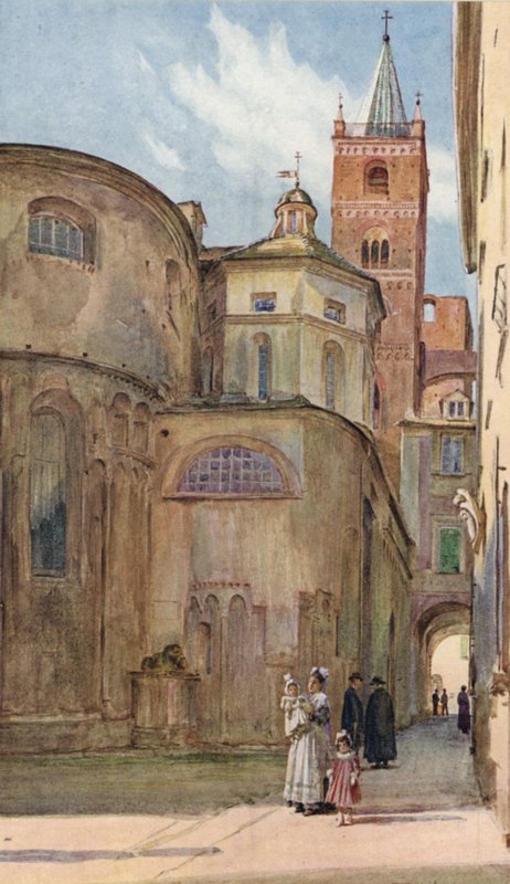 Románský kostel, Albenga, Itálie (barva litho) od Walter Frederick Roofe Tyndale