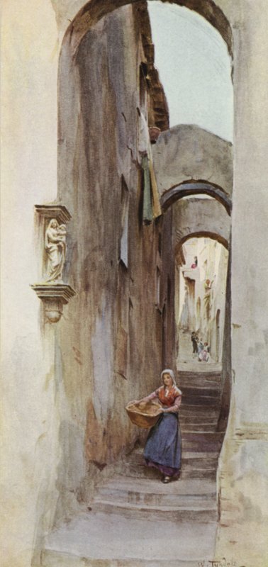 Street, Cervo San Bartolommeo, Itálie (barva litho) od Walter Frederick Roofe Tyndale