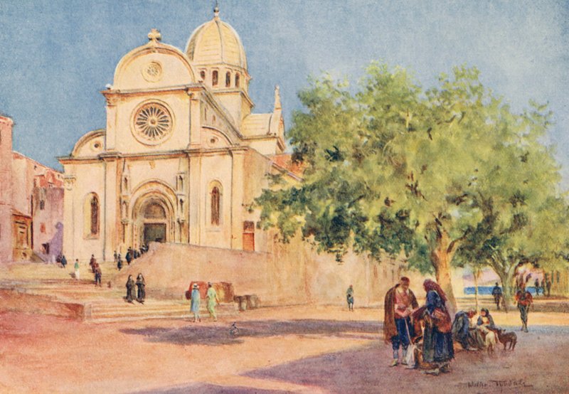 Šibenická katedrála (barevná litografie) od Walter Frederick Roofe Tyndale