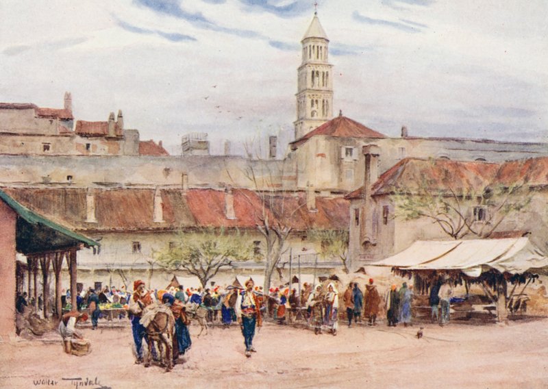 Trh ve Spalatu (barevná litografie) od Walter Frederick Roofe Tyndale