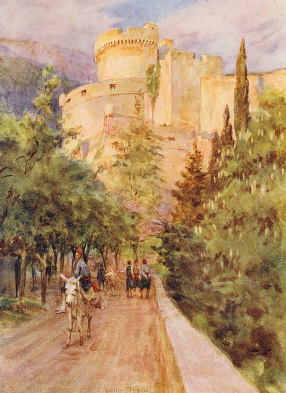 Věž Minceta, Ragusa (barevná litografie) od Walter Frederick Roofe Tyndale