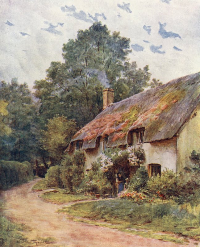 Wessex: Typická chalupa ve Wessexu (barevná litografie) od Walter Frederick Roofe Tyndale