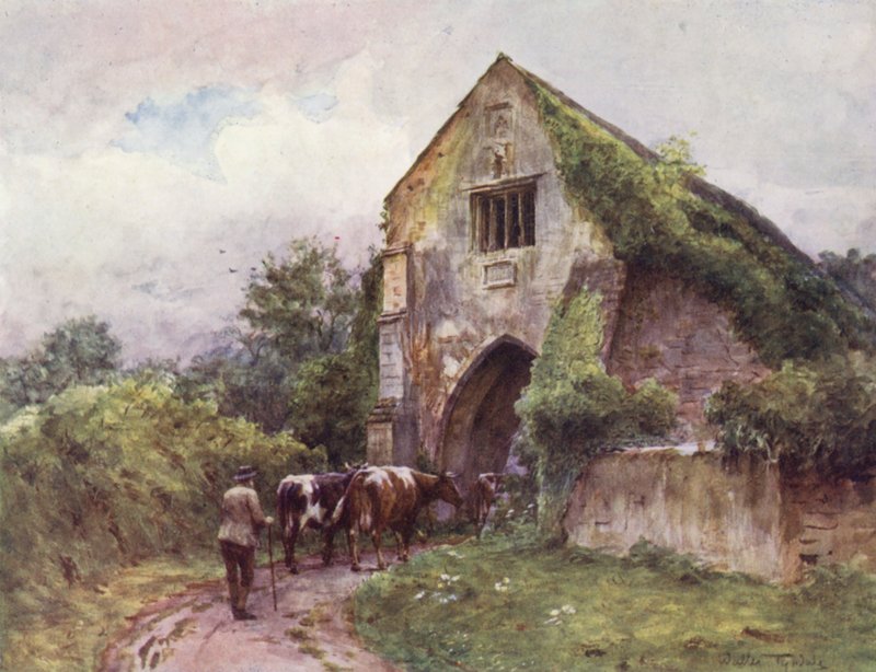 Wessex: Vstupní brána, Cleeve Abbey (barevná litografie) od Walter Frederick Roofe Tyndale