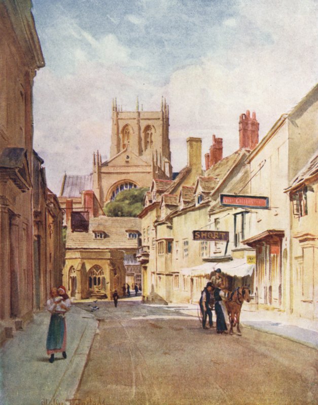 Wessex: Long Street, Sherborne (barevná litografie) od Walter Frederick Roofe Tyndale