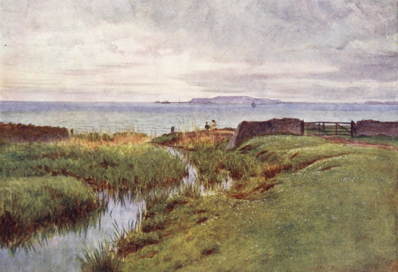 Wessex: Portland ze severního břehu Weymouthského zálivu (barevná litografie) od Walter Frederick Roofe Tyndale