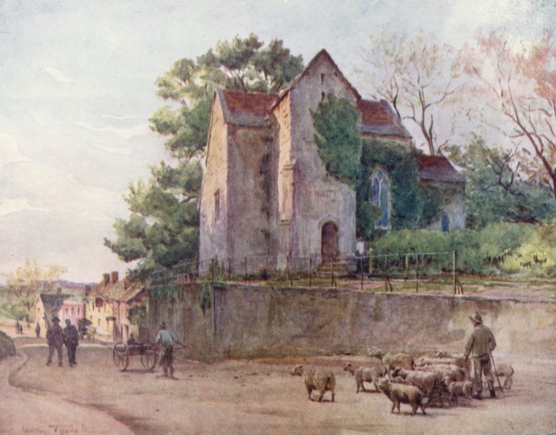 Wessex: Saský kostel ve Warehamu (barevná litografie) od Walter Frederick Roofe Tyndale