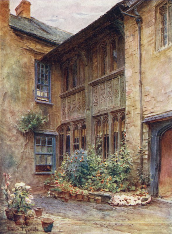 Wessex: Dvůr Luttrell Arms, Dunster (barevná litografie) od Walter Frederick Roofe Tyndale