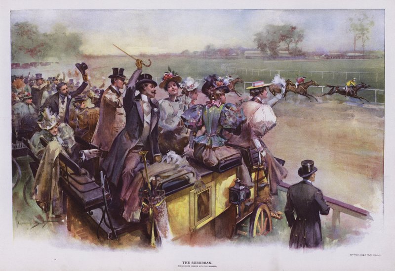 The Suburban: scéna na závodech (color litho) od Walter Granville Smith