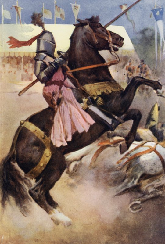 Ilustrace pro Ivanhoe od Sira Waltera Scotta (barevné lito) od Walter Grieve