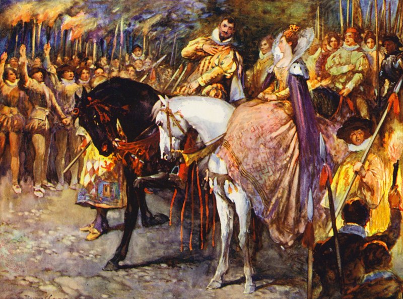 Ilustrace k filmu Kenilworth od Sira Waltera Scotta (barevná litografie) od Walter Grieve