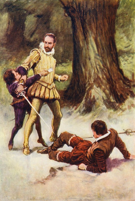 Ilustrace k filmu Kenilworth od Sira Waltera Scotta (barevná litografie) od Walter Grieve
