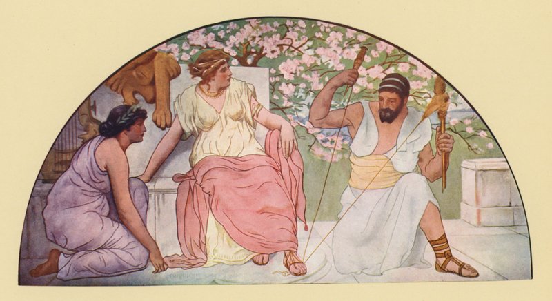 Herkules s distafem předoucím pro královnu Omfalu (barevná litografie) od Walter MacEwen