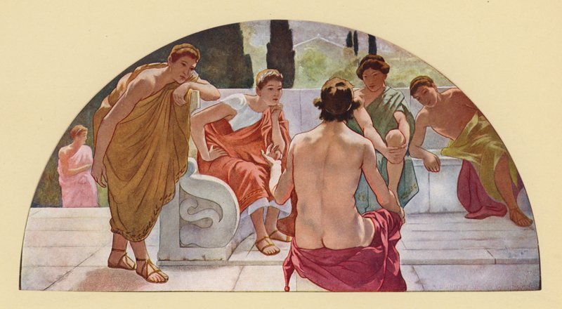 Jáson verbuje Argonauty na výpravu za zlatým rounem (barevná litografie) od Walter MacEwen