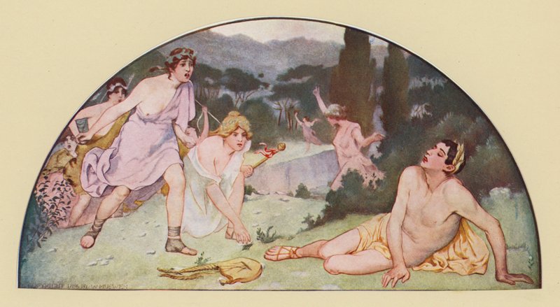 Orfeus zabitý Bakchantkami (barevná litografie) od Walter MacEwen
