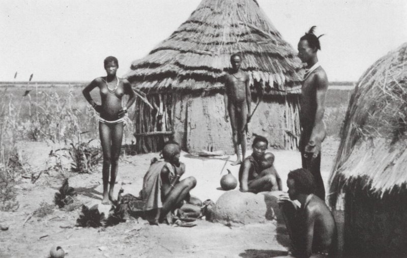Černošská idyla v Abwongu (čb fotografie) od Walter Mittelholzer