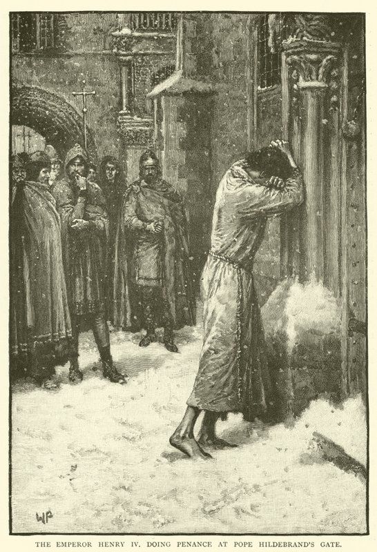 Císař Jindřich IV činí pokání u Pope Hildebrands Gate od Walter Paget