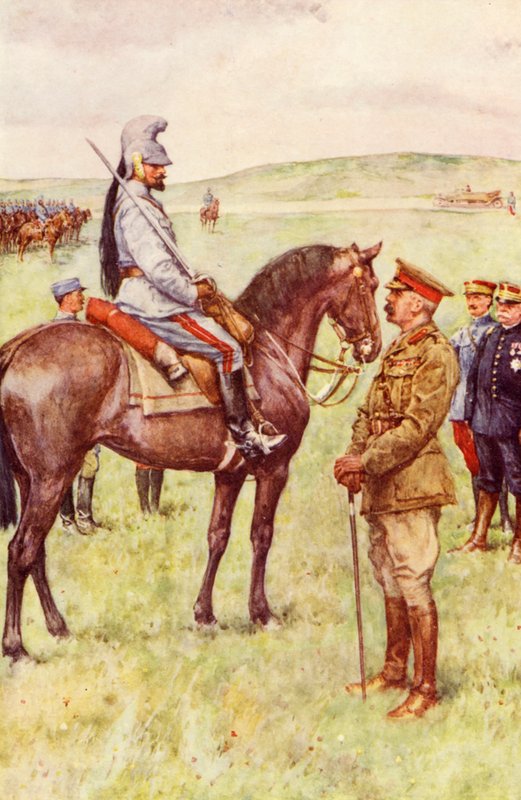 Setkání lorda Kitchenera a generála Baratiera ve Francii (barevná litografie) od Walter Paget