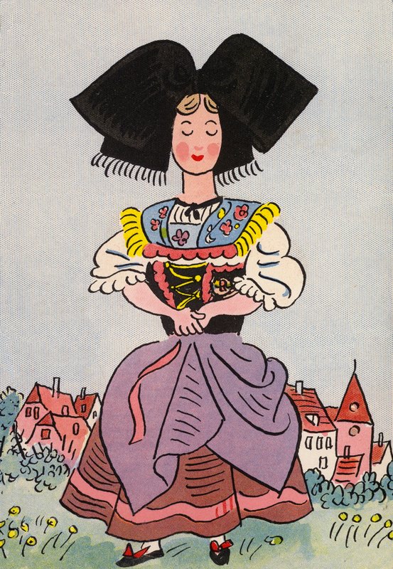 Bláznivé kostýmy Waltera Triera: Alsasko, Francie (barevná litografie) od Walter Trier