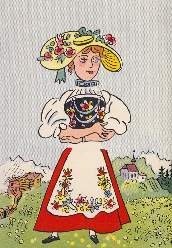 Bláznivé kostýmy Waltera Triera: Švýcarsko (barevná litografie) od Walter Trier