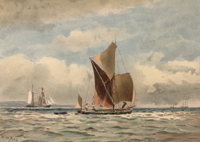Ústí Temže (barevná litografie) od Walter William May