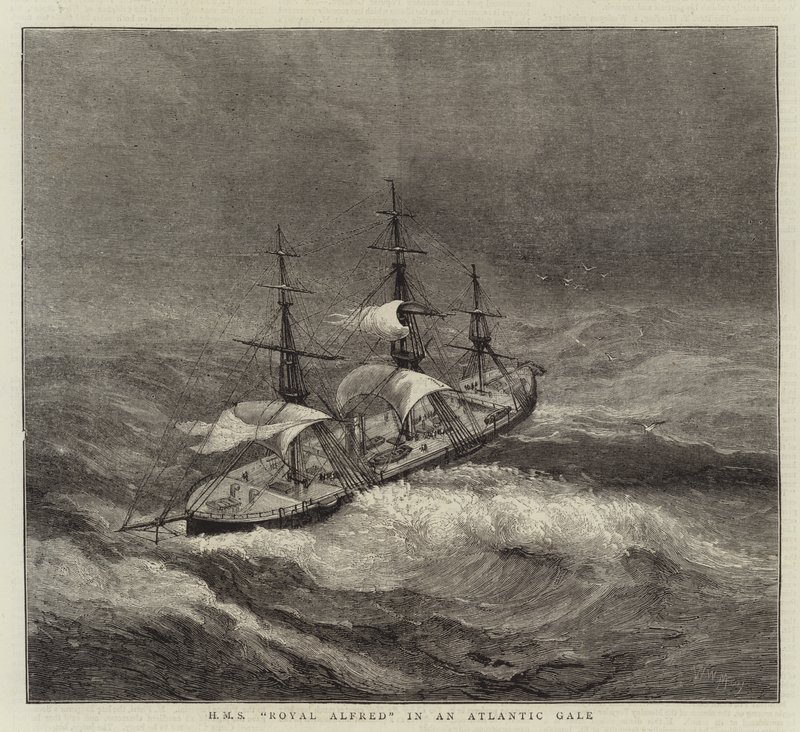 HMS Royal Alfred v atlantické vichřici od Walter William May
