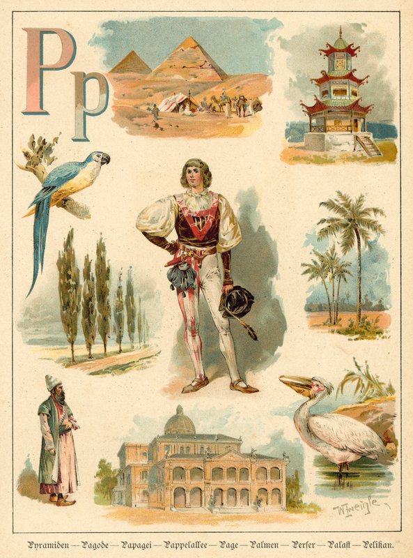 Písmeno P (chromolitho) od Walter Zweigle