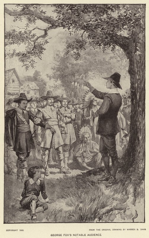 Pozoruhodné publikum George Foxe (litho) od Warren B. Davis