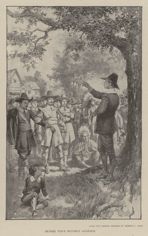 Pozoruhodné publikum George Foxe (litho) od Warren B. Davis