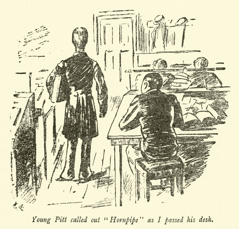 Mladý Pitt zavolal Hornpipea, když jsem míjel jeho stůl od Weedon Grossmith