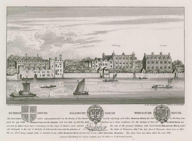 Durham House, Salisbury House a Worcester House od Wenceslaus Hollar