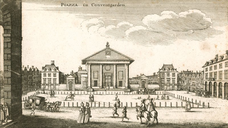 Piazza, Covent Garden, Londýn (rytina) od Wenceslaus Hollar
