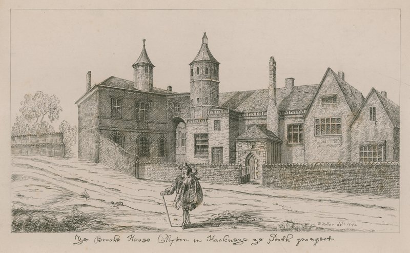 The Brooke House, Clopton v Hackney, jižní aspekt od Wenceslaus Hollar