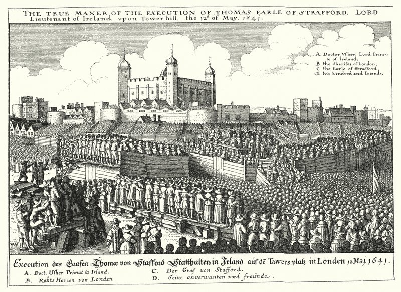 Poprava Thomase Wentwortha, prvního hraběte ze Straffordu, 1641 od Wenceslaus Hollar