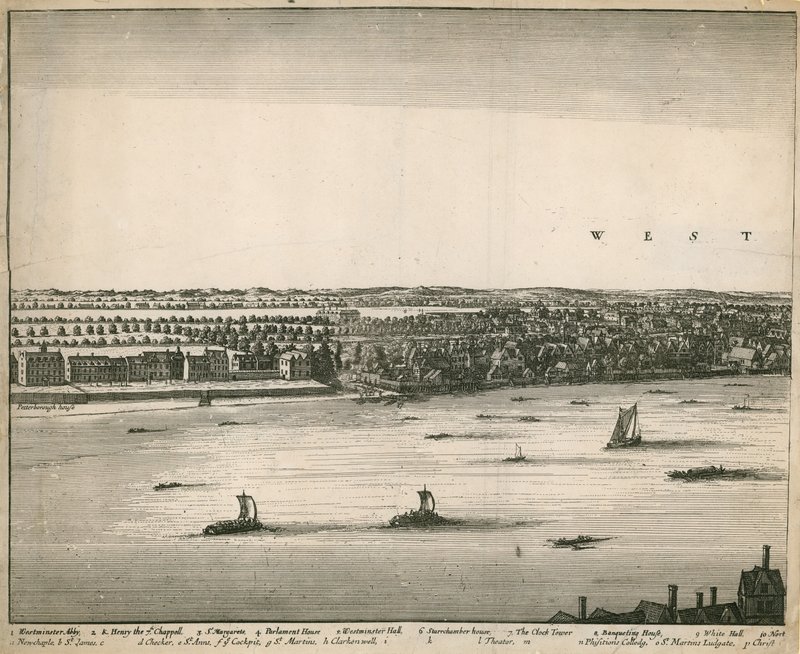 Vyhlídka na Londýn a Westminster převzatá z Lambeth od Wenceslaus Hollar