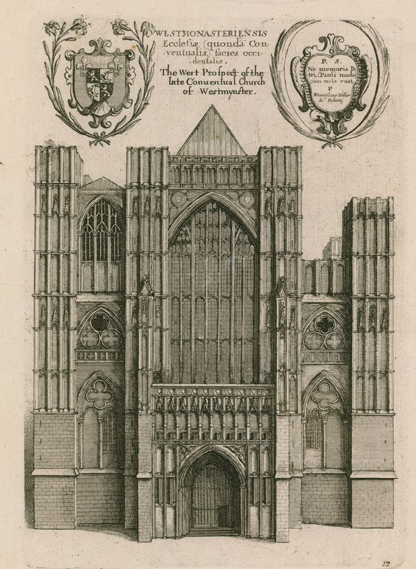 Západní vyhlídka pozdějšího konventního kostela ve Westminsteru v Londýně od Wenceslaus Hollar