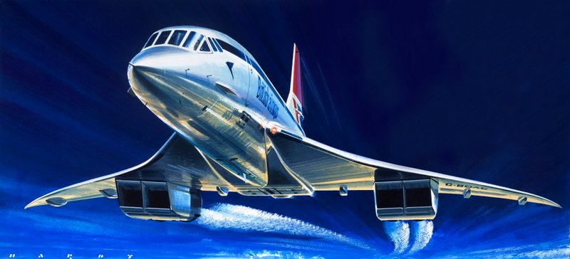 Concorde (kvaš na papíře) od Wilf (20th century) Hardy