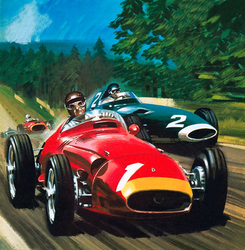 Juan Manuel Fangio (litografie) od Wilf (20th century) Hardy